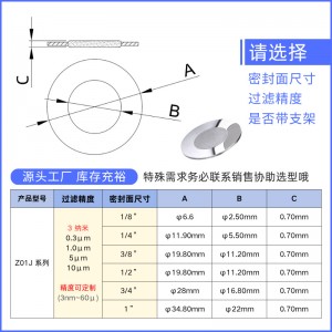 316L不锈钢面密封滤片 丨垫片式烧结过滤片