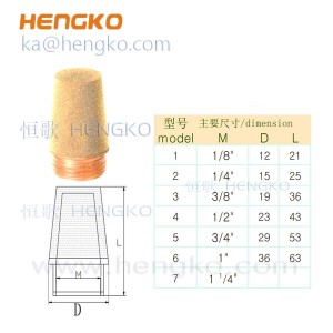 量大从优HSC型烧结铜气动排气消声器消音器 1/8″ 1/4″ 3/8″ 1/2″工业降噪