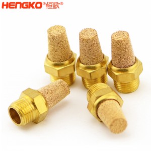 厂家定制HG 1/4″ 1/8烧结金属粉末铜排气消声器_空压机阀门消音降噪